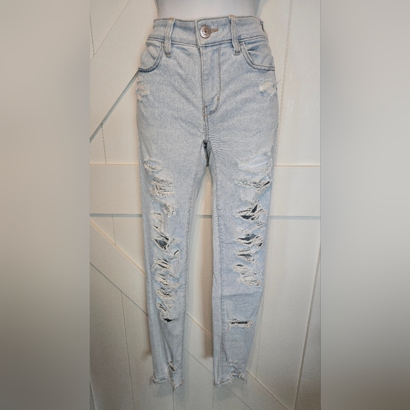 American Eagle Outfitters Skinny Jeans Women’s 2 Regular Light Wash Distressed - Picture 1 of 11